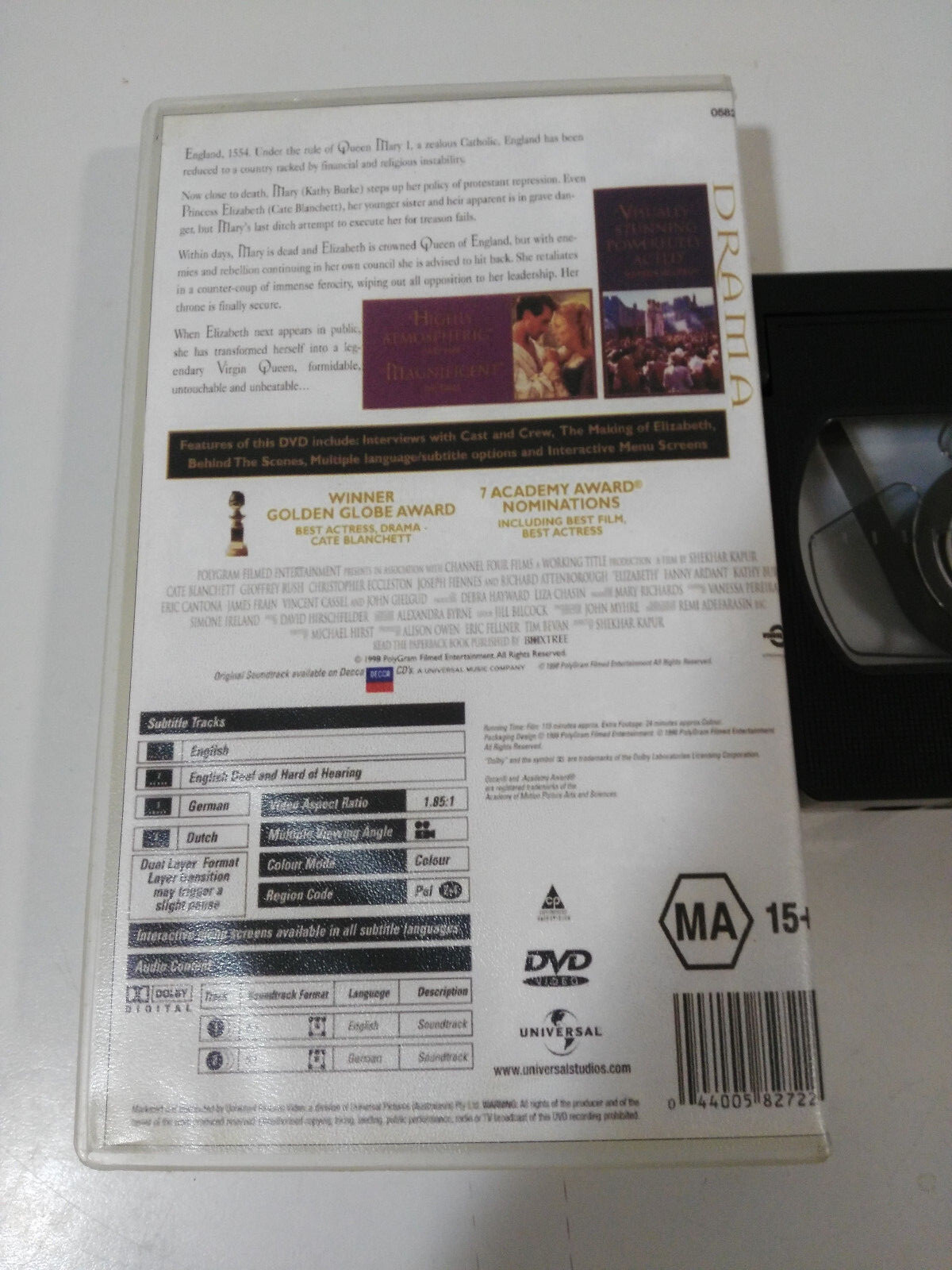 Elizabeth VHS Tape Cate Blanchett Geofrey Rush Shekhar Kapur, Spanisch Item image 2