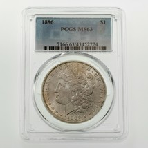 1886 Silver Morgan Dollar Graded by PCGS as MS-63! Gorgeous Coin - £95.62 GBP