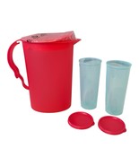 Tupperware Impressions 2.1L Pitcher Red With Rocker Lid 3333B-1 +2 Cups ... - €17,02 EUR