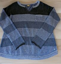 Eddie Bauer Women's Striped Sweater V-Neck Pocket Size Large - $17.47