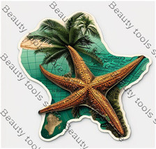 Starfish Palm tree Sticker Grunge Vinyl Decal Car Truck - £2.43 GBP+