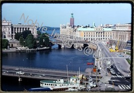 1974 Stockholm Stromgatan Street Scene, People, Bus, Ferry Kodachrome 35mm Slide - £2.73 GBP