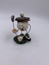 Golf Ball Anthropomorphic Figure Wire Resin Plaid Hat Golfer Fun Gift Happy - £8.70 GBP