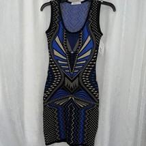 Hera Collection Women&#39;s Dress Black, Blue &amp; Gold Sweater Bodycon Size Small - £26.78 GBP