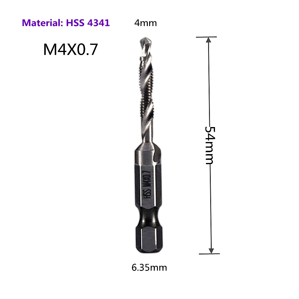 1-6pc M3 M4 M5 M6 M8 M10 Tap Drill Bits 1/4 Hex Shank hine Hand Taps Titanium Co - £135.82 GBP