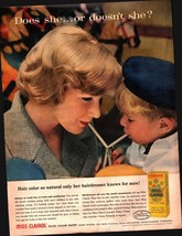 a1959 Miss Clairol Hair Color Bath Vintage Ad Lady And Kid Drinking From... - $24.11