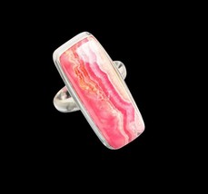 Soild 925 Sterling Silver Natural Certified Rhodochrosite Faceted Gemstone Ring - £59.91 GBP