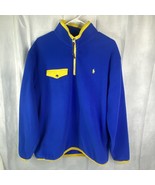 Vtg Polo Ralph Lauren Blue Yellow Fleece 1/4 Zip Up Pullover Sweatshirt ... - £87.42 GBP