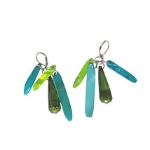 Vintage Peridot Gem Icicle Boho Dangle Drop Earrings Womens Costume Jewelry - £17.18 GBP