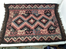 Vintage Hand Woven Wool Tribal Rug, 36&quot; x 28&quot;, Very Good Condition - £32.83 GBP