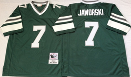 Men&#39;s Ron Jaworski #7 Stitched Jersey Green White - £36.51 GBP