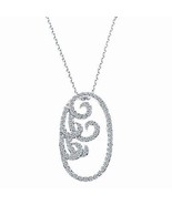 0.70 CT Oval Frame Diamond Pendant with Chain 16&quot; 14k White Gold - £996.70 GBP