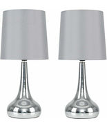 MiniSun 22272 Modern Chrome Teardrop Touch Table Lamps Grey NEW - £31.45 GBP