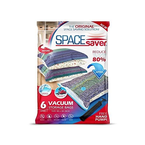 Space Saver Vacuum Storage Bags with  Hand-Pump, Jumbo, 6-Pack  - $45.00