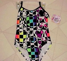 OP UPF 50+ Little Girls Swimsuit 1 Pc Size XS 4/5 Geometric Pattern New w/Tags - £6.27 GBP