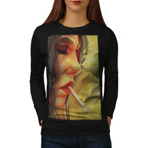 Smoking Woman Tee Portrait Women Long Sleeve T-shirt - £12.81 GBP