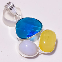 London Blue Topaz Milky Opal Cat&#39;s Eye Pendant Jewelry 2.20&quot; SA 1612 - £3.18 GBP