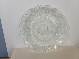 Vintage Clear Glass Fancy Plate 10&quot; Flower Design - £14.74 GBP