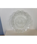 Vintage Clear Glass Fancy Plate 10&quot; Flower Design - £14.81 GBP