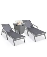 LeisureMod Modern Grey Aluminum Outdoor Chaise Lounge Chair Set of 2 wit... - $1,298.80 CAD