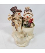 Vintage Style Snowman Snowbirds Candle Holder Christmas 6.5 Inch Tall - $22.44