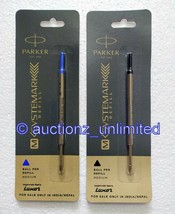 Parker M Systemark Ball Point Pen Refill Medium Point 1 Blue + 1 Black Ink - $6.99