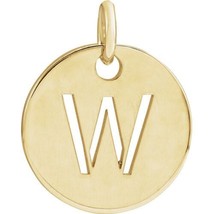 Precious Stars Unisex 14K Yellow Gold Initial W Disc Pendant - £107.37 GBP