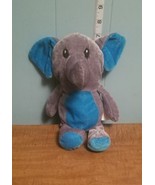 PEEK-A-BOO Toys Elephant 11&quot; Plush Gray Blue Stuffed Animal Super Soft - £5.41 GBP