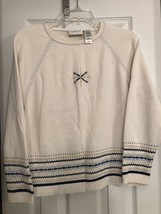 Liz Claiborne Size Medium Sweater Light Weight Cream Blue Black - £7.99 GBP