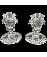 Florentine New Martinsville Candlesticks Etched Flame Elegant Depression... - $38.93 CAD