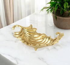 10&quot; Gold Cast Iron Leaf Handmade Trinket Tray - $1,151.99 MXN