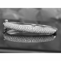 14K White Gold Silver 2.50Ct Real Moissanite Women&#39;s Bangles Tennis Bracelet 7&quot; - £199.04 GBP