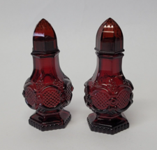 Avon Cape Cod Salt and Pepper Shaker Set Vintage 1980s Ruby Red Glass - $7.92