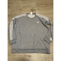 Adidas Mens XL Sweatshirt Crew Neck Pullover Gray 3 Stripe Long Sleeve C... - $21.78
