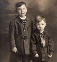 Boys Brothers Well Dressed RPPC Real Photo Antique Postcard Vintage Children Kid - £9.44 GBP