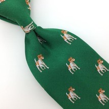 Jos. A. Bank Tie Green Tan Silver Dogs Designer Necktie Luxury Silk Ties... - £55.38 GBP