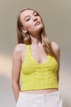 Urban Outfitters UO Olive Cable Knit Sweater Tank Top Chartreuse (Size XL) NWT - £22.75 GBP