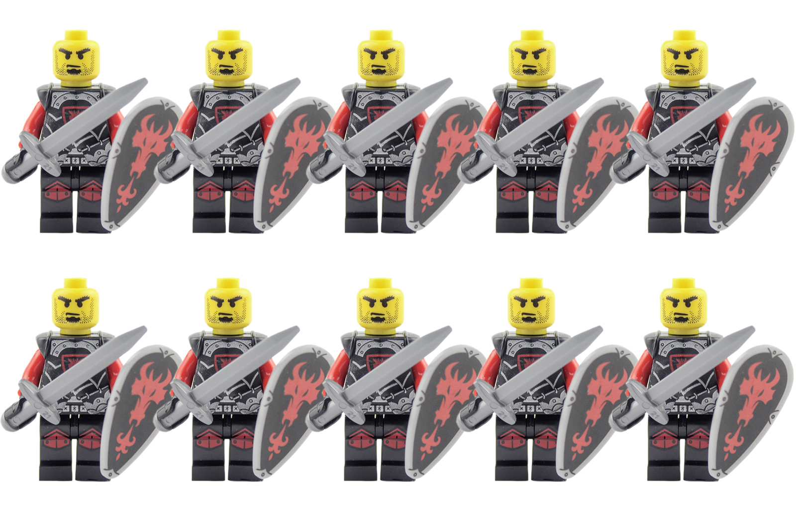 Medieval Castle Kingdom Knights Red Dragon Knights B x10 Minifigures Lot