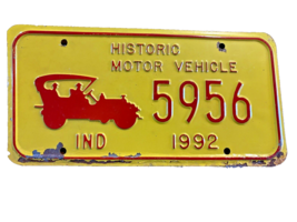 Indiana 1992 Historic Motor Vehicle Car License Plate 4908 Vintage - £18.64 GBP