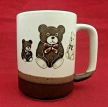 Otagiri VTG Teddy Bears hand painted coffee Coca speckled stoneware mug ... - $9.85