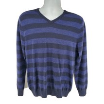 J Crew Merino Wool Men's Sweater Size M Long Sleeve Purple Black Striped - $26.68