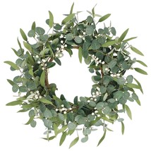 20In Artificial Eucalyptus Wreath For Front Door Fall Wreath Green Leaf Wreath F - £29.88 GBP