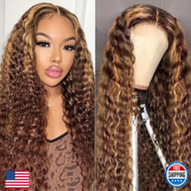Yooloot Highlight Deep Wave 5X5 Hd Lace Closure Wigs Human Hair Glueless... - $159.29