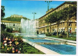 Italy Postcard Napoli Piazza Municipio &amp; Fontana &amp; Castel S Elmo - $3.95