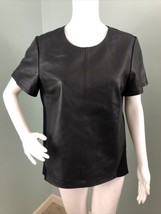 NWT Women&#39;s Neiman Marcus Leather Collection Black Leather Front Top Sz Medium - £77.52 GBP