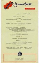 Scaroon Manor Resort Menus 1955 Schroon Lake New York Natalie Wood Gene Kelly - £24.82 GBP