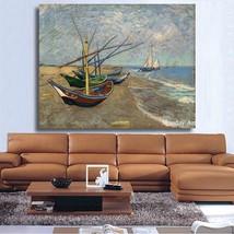 Hand Painted Fishing Boats on the Beachby Vincent van Gogh wall art decoration C - £52.56 GBP+