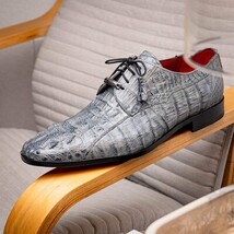 Men's Shoes genuine caiman crocodile dress derby's Tulum Gray image 10