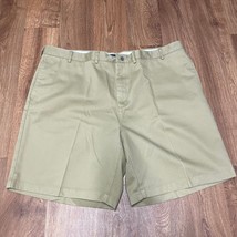 Lands End Mens Traditional Fit Khaki Chino Flat Front Shorts Size 46 Cotton - $27.72