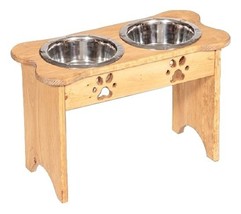 15&quot; TALL DOG BONE ELEVATED FEEDER Amish Handmade  2 2QT Paw Print Bowls ... - $1,751.61 MXN